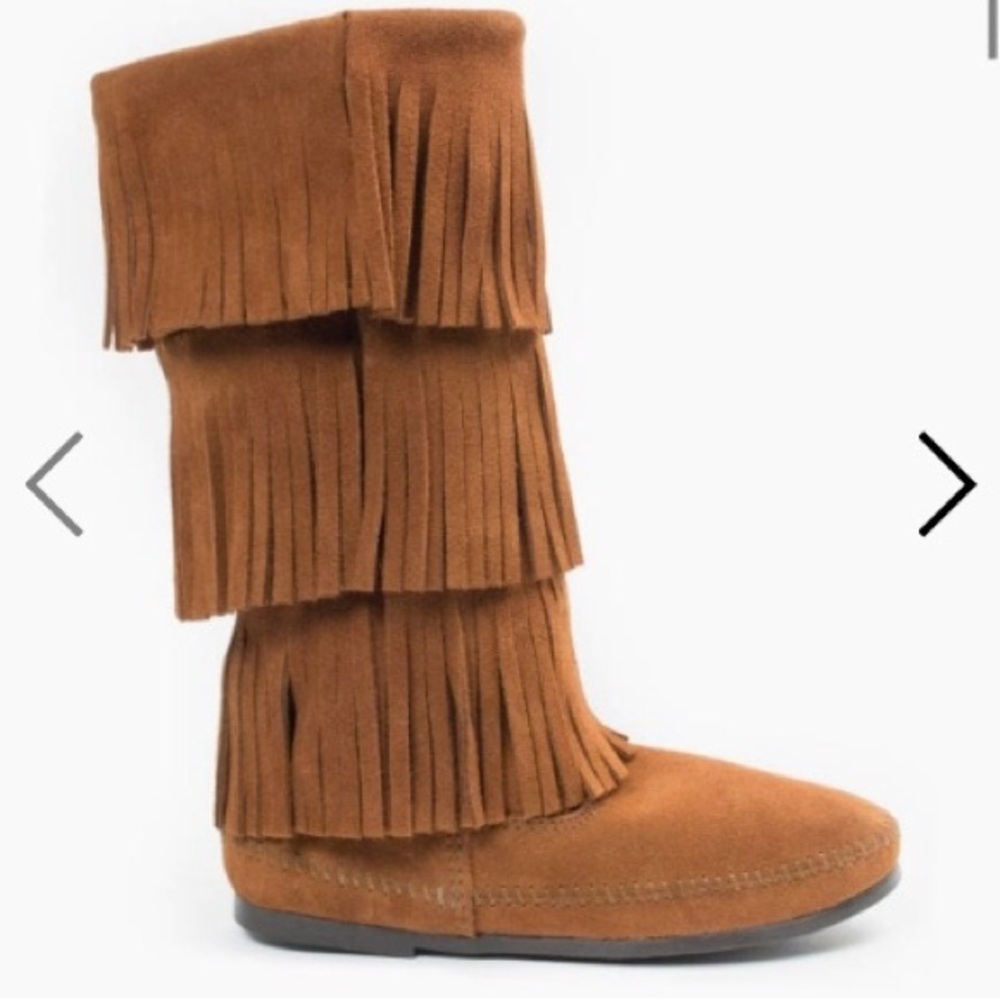 Fringe Suede Boots in Brown